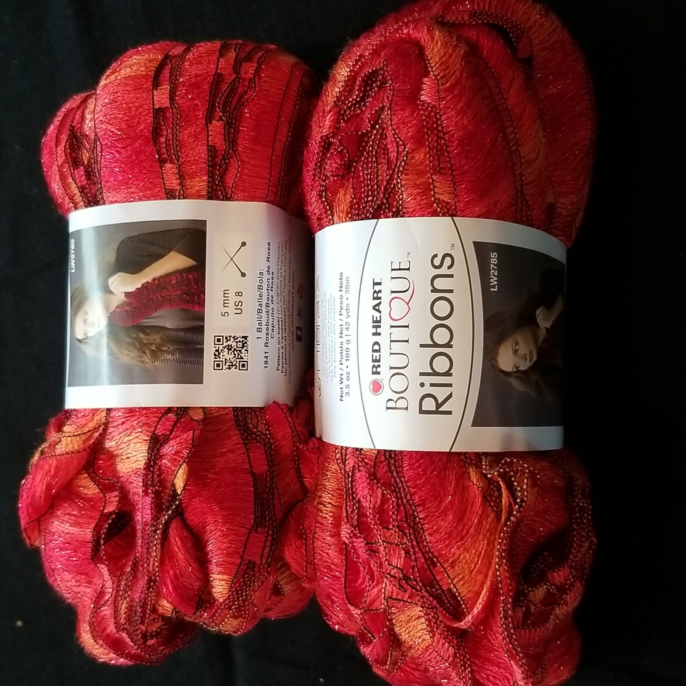 Red Heart Boutique Ribbon Yarn (Fire, Fireworks, Marble, Rosebud, Sangria 2 ea.) - Picture 10 of 11